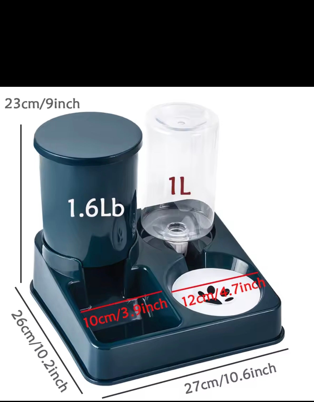 2 in 1 automatic dispenser for food and water, ideal for dogs and cats.

Gravity operation, without electricity.

Perfect to always keep food and water available.

Easy to clean, durable and safe for pets.